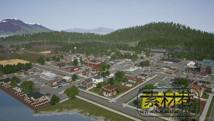 UE低多边形游戏城镇车辆建筑人物道具模型资源包Assetsville Town 2 - Modular County