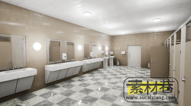 UE厕所卫生间马桶场景模型素材Restroom