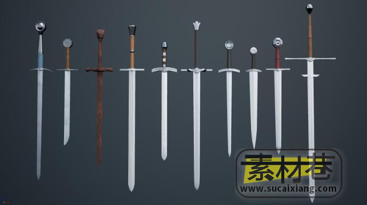 UE中世纪各种剑冷兵器模型游戏资源包Medieval Sword Pack