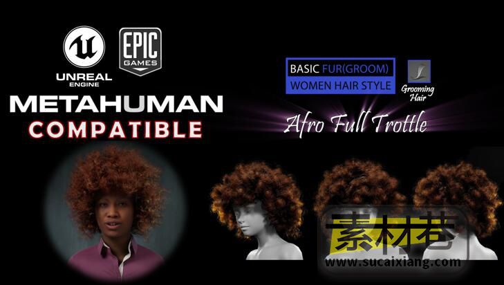UE非洲烫发发型模型资源包Afro Full Throttle Grooming Real-Time Hairstyle
