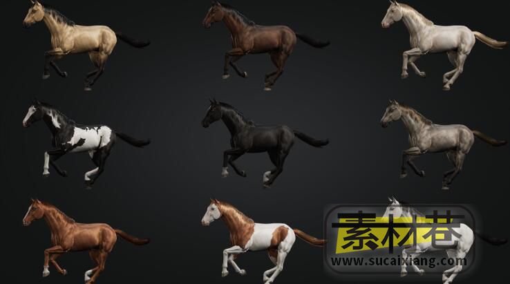 UE马群动画模型资源包Horse Herd 2.0