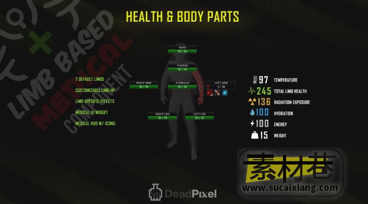 UE游戏角色身体生命健康系统插件Limb Based Medical Component  v1.1.1