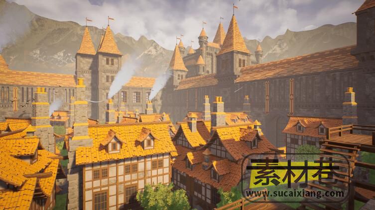 UE中世纪城堡小镇模型资源包Modular Medieval Castle