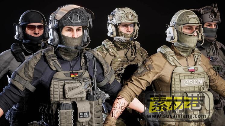 UE游戏写实士兵模型资源包MODULAR SOLDIER PACK