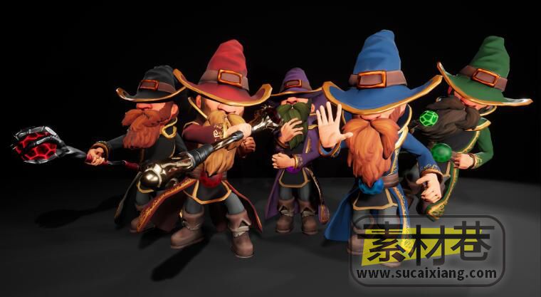 UE游戏幻想巫师动画模型资源包Animated Stylized Wizard
