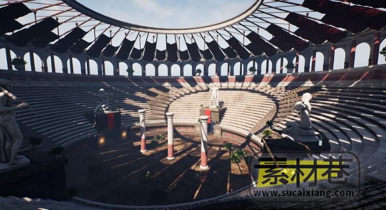 UE罗马宫殿雕像竞技场地牢场景模型Roman Palace, Arena & Dungeon