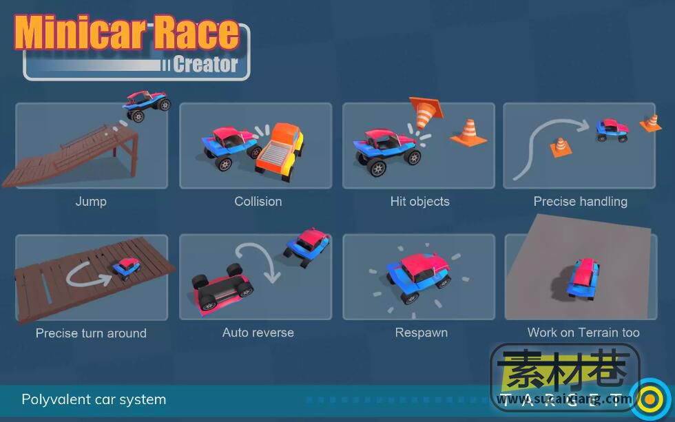 Unity完整的微型赛车竞赛游戏项目Minicar Race Creator 1.4
