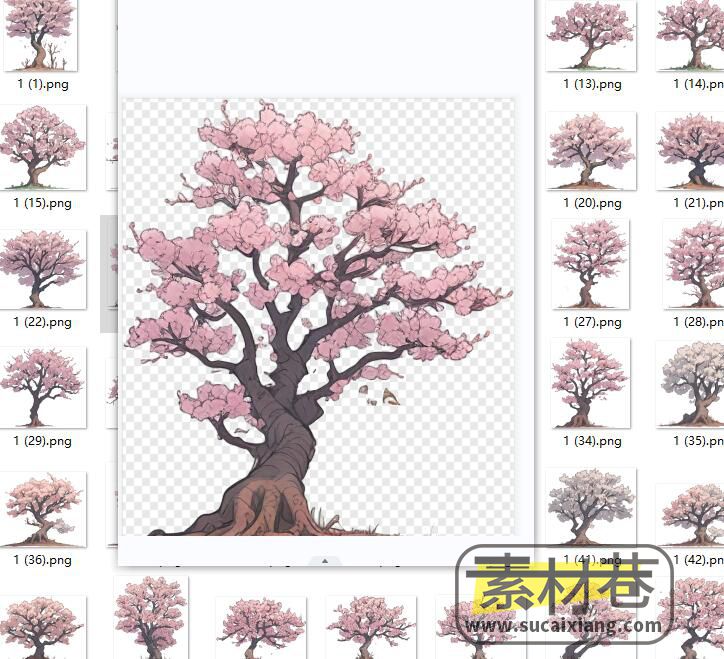 开满红花的大树2D卡通手绘素材（原创）