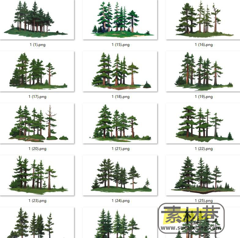 横版树林游戏手绘卡通素材（原创）
