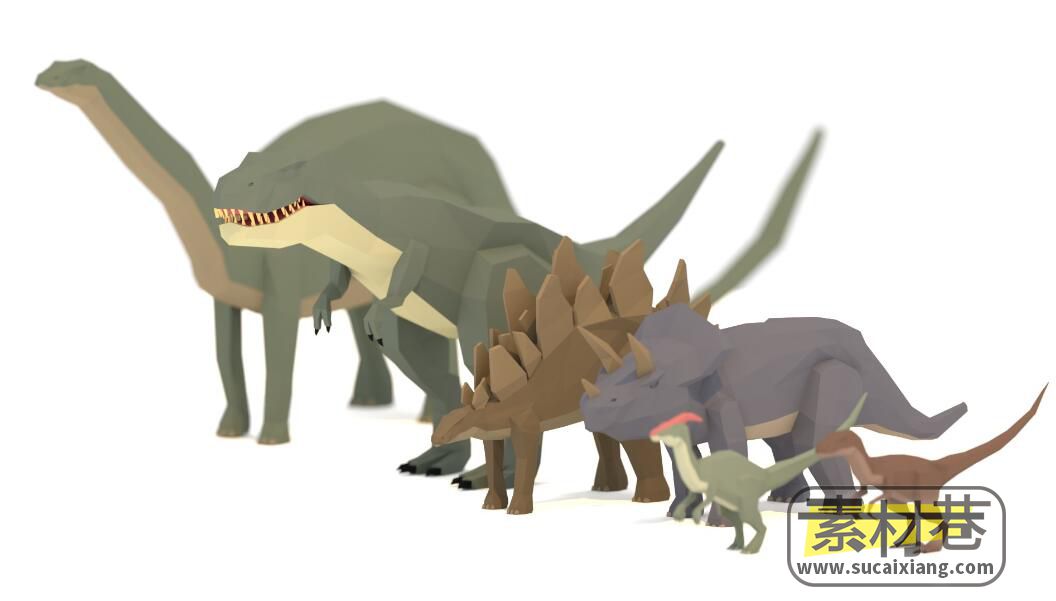 低多边形恐龙动画游戏模型