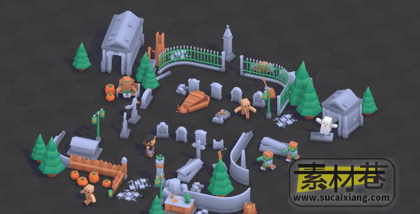 墓地3D游戏模型套件