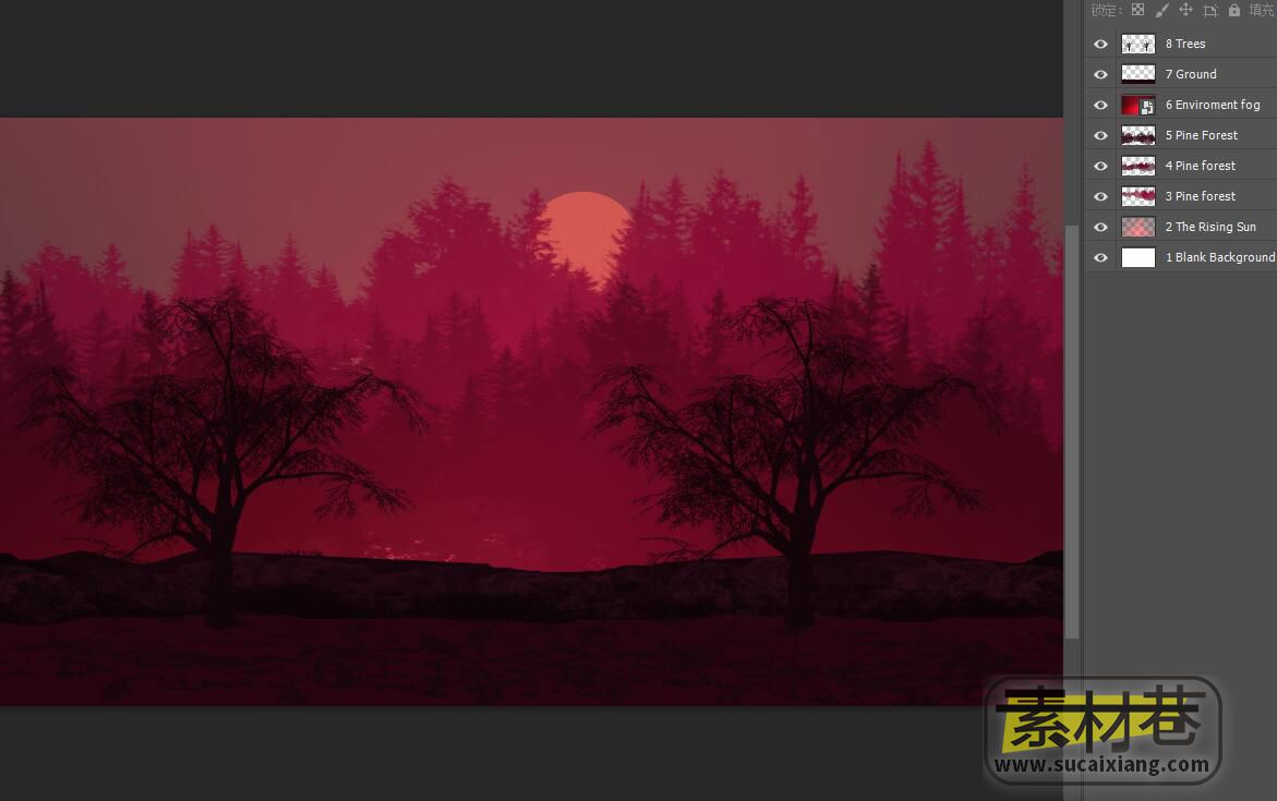 黎明森林无缝视差分层背景游戏素材