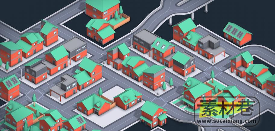 3D游戏简约风城市房屋模型