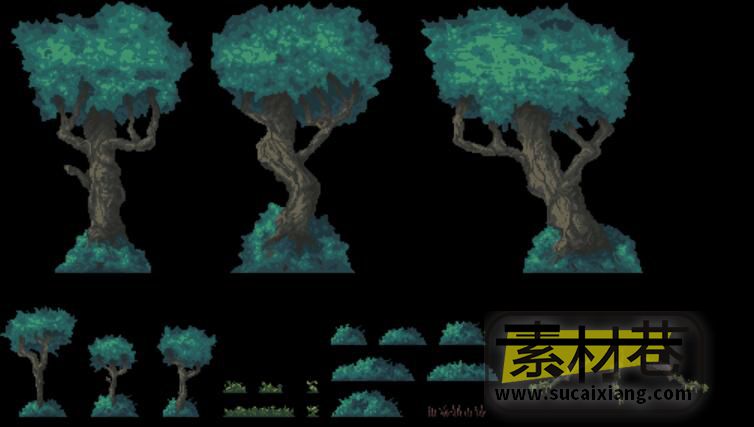 横版像素丛林洞穴游戏素材资源包