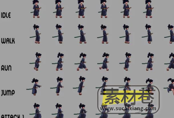 武士忍者战士精灵序列动画游戏素材