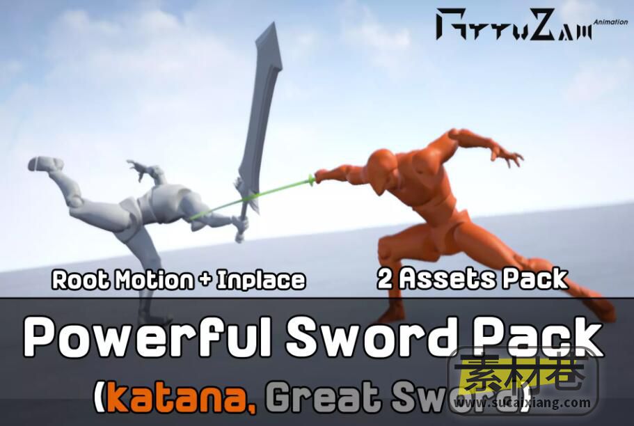 强大的刀剑武器动作包Powerful Sword Pack(Great Sword + Katana) V1.7