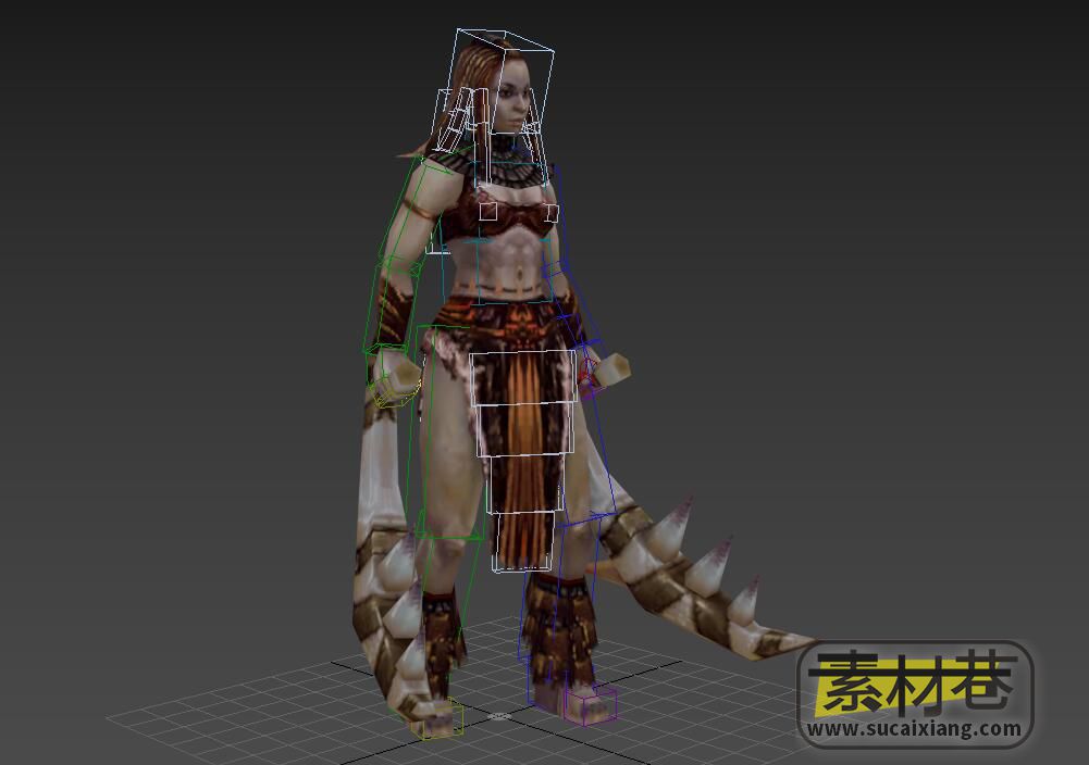 游戏部落持特殊武器的女性角色3D模型