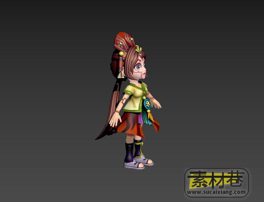 Q版游戏侍女3D模型