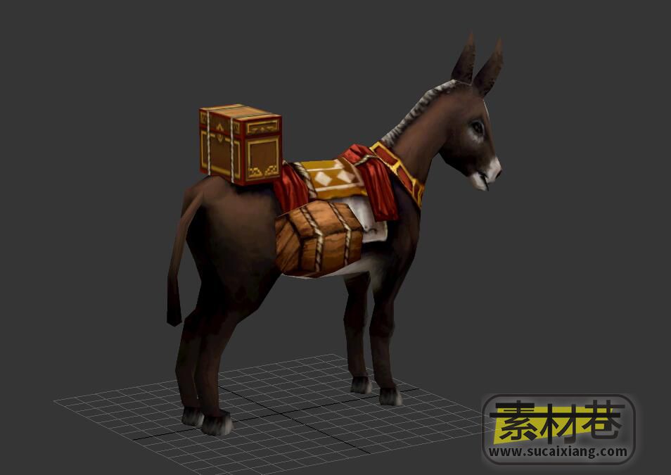 游戏驮着货物的驴子3D模型