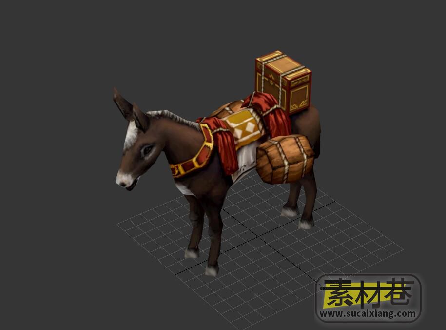 游戏驮着货物的驴子3D模型