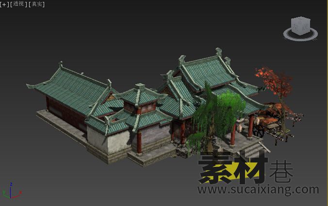 一座古代县衙房屋建筑游戏模型