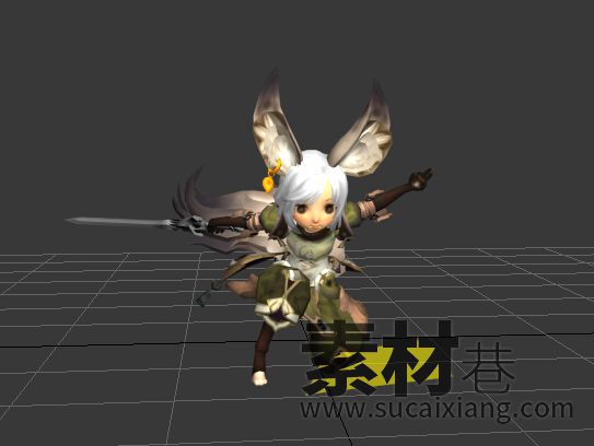 一个带舞剑动画的剑灵女角色游戏模型