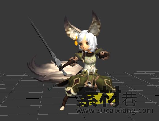 一个带舞剑动画的剑灵女角色游戏模型