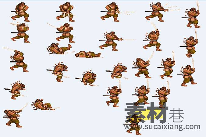 2D横版日本武士忍者剑士冒险冷兵器格斗游戏素材