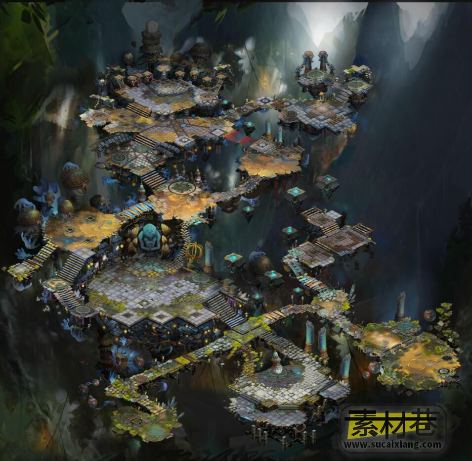 2.5D暗黑玄幻风格游戏高清地图场景素材