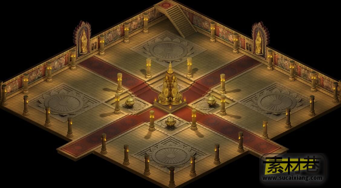 2.5D古风游戏地下城迷宫大场景地图游戏素材