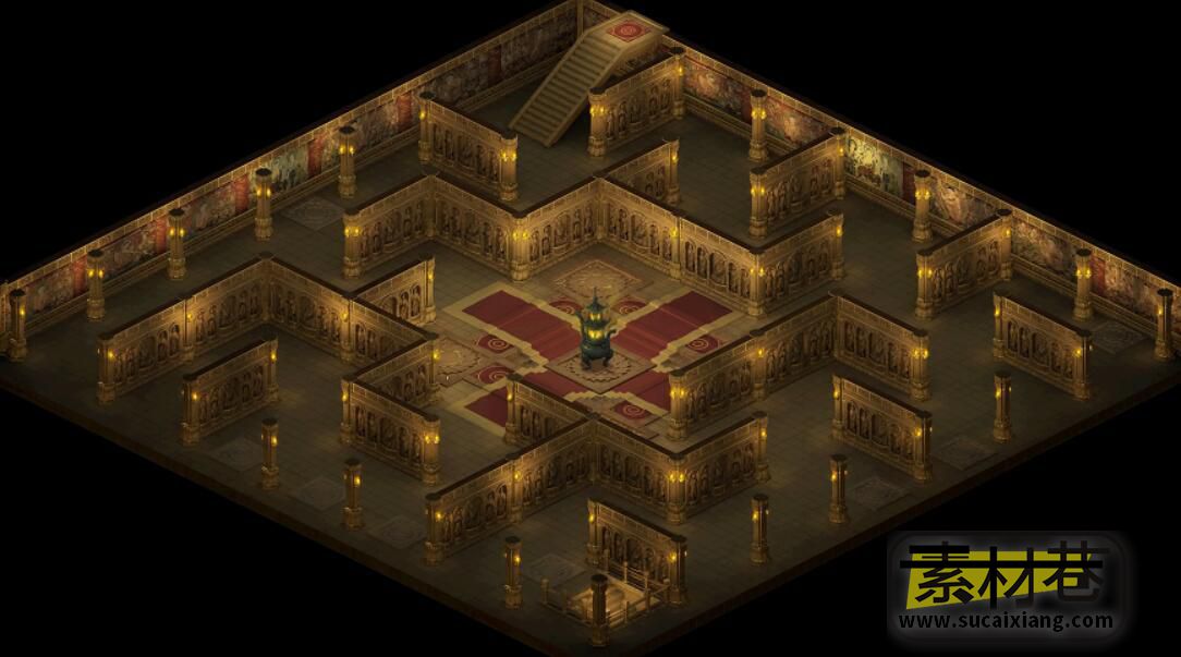 2.5D古风游戏地下城迷宫大场景地图游戏素材