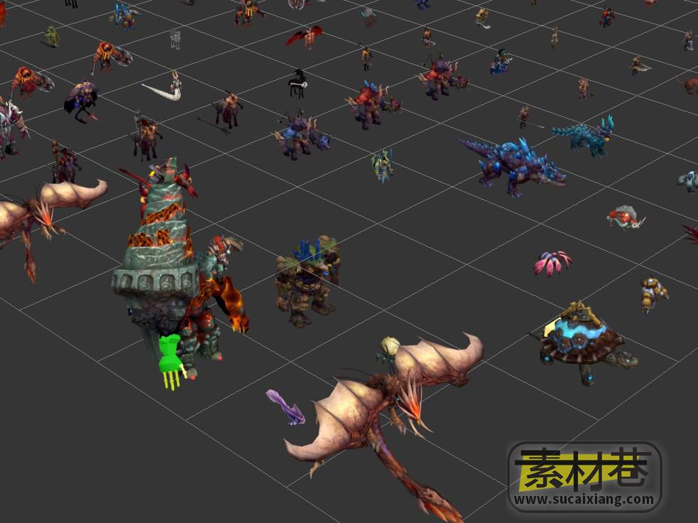 上古玄幻游戏轩辕传奇神兽坐骑与怪物全套模型集合打包