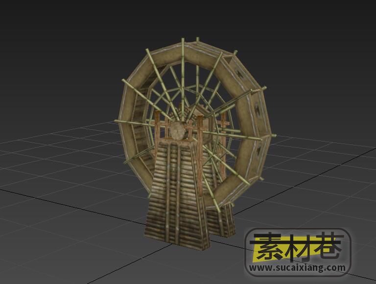 古代木制水车3D模型