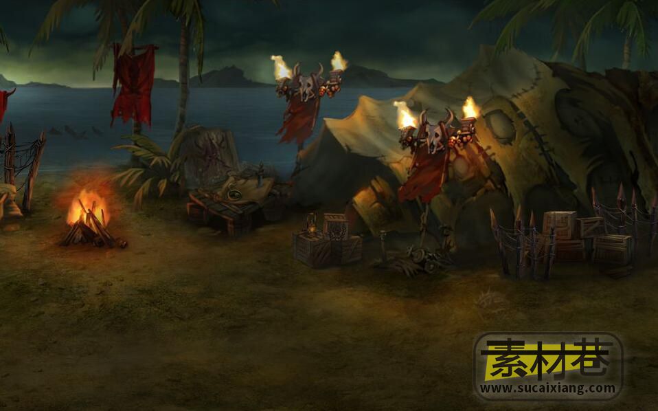 2D横版回合制游戏水浒英雄战斗背景图素材