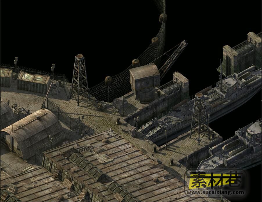 二战时期即时战术游戏盟军敢死队3地图场景素材
