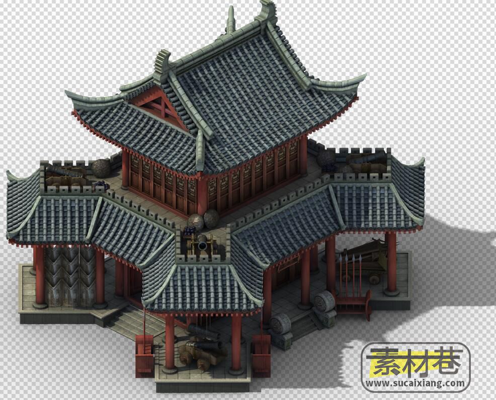 游戏古代军团要塞防守建筑3D模型