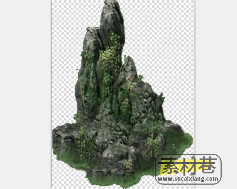 2D游戏带绿苔的石头素材