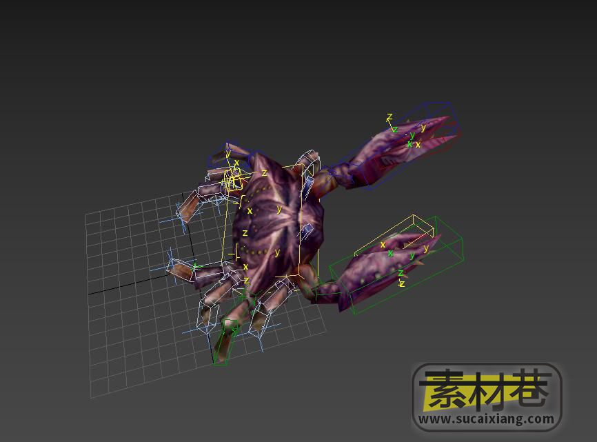 游戏螃蟹怪物动作3D模型（带骨骼绑定）