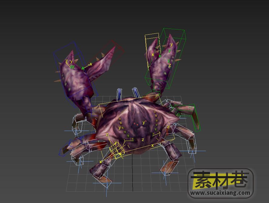 游戏螃蟹怪物动作3D模型（带骨骼绑定）