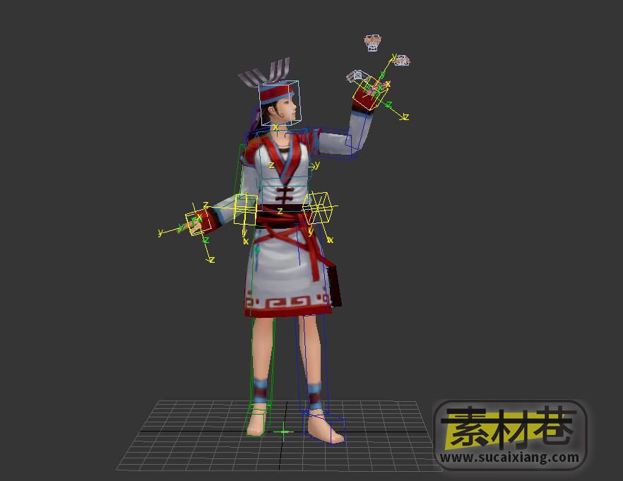 游戏少数民族女孩3D模型（带骨骼绑定）