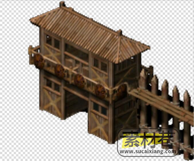 2.5D游戏古代军营栅栏素材