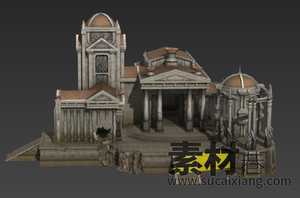 古希腊泰坦神殿建筑场景游戏模型