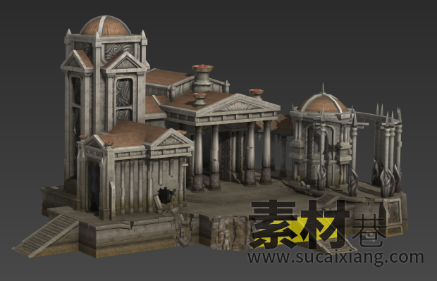 古希腊泰坦神殿建筑场景游戏模型
