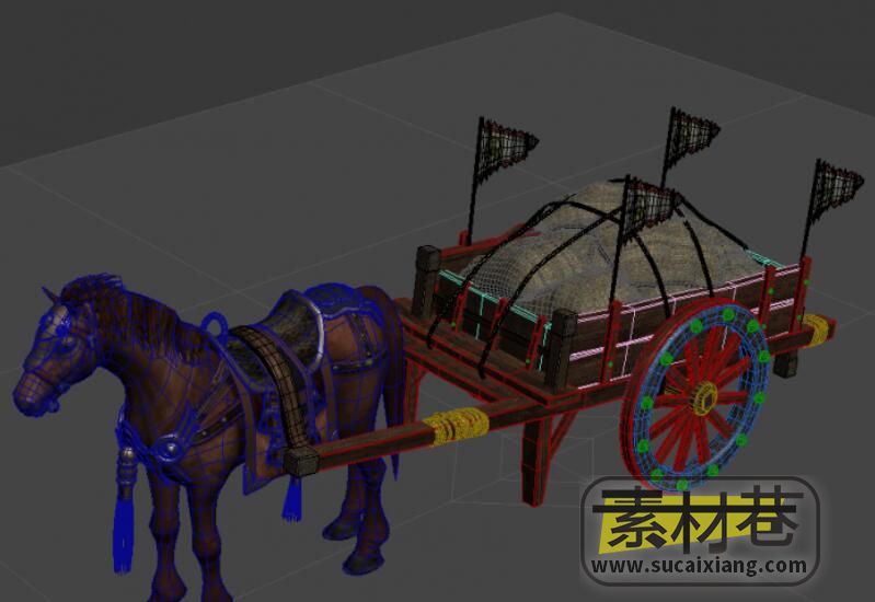 古代运粮马车游戏3D模型