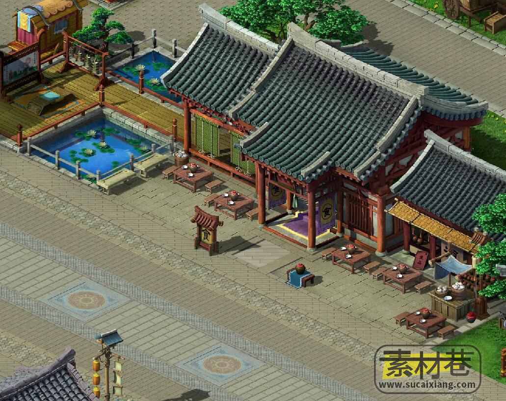 一张高清2.5D游戏古代皇城大地图场景素材