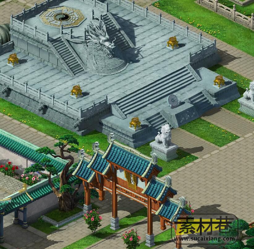 一张高清2.5D游戏古代皇城大地图场景素材