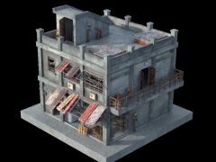一栋废弃的楼房模型