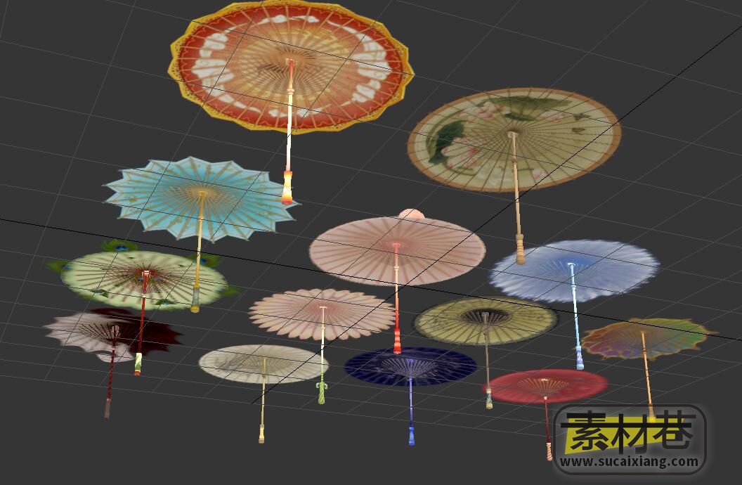 武侠游戏古典雨伞武器模型集合