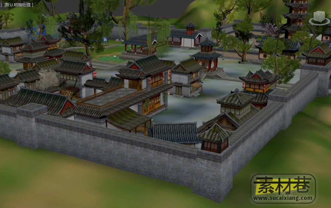 写实古典风格河阳古城房屋建筑游戏大场景模型