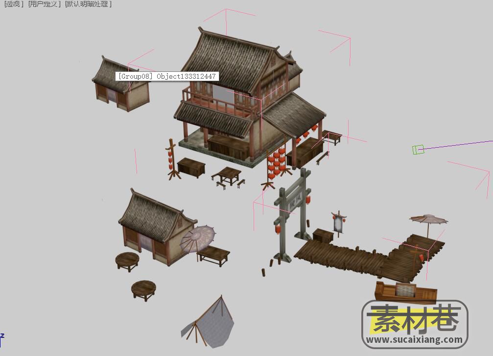 游戏古代渡口和客栈3D模型
